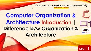 L1: Computer Organization & Architecture Introduction | Difference b/w Organization & Architecture