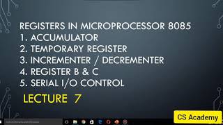 12th HSC | Registers In Microprocessor 8085 | Lecture 7