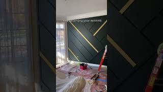 Fyp Accent Wall Green Gold ❕#diy #walldecor #accentwall #interiordesign #homerenovation