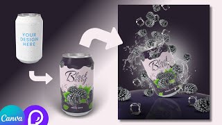 Juice Can Product Packaging & 3D Mockup Design | Product Image Design in Canva | Pacdora Tutorial