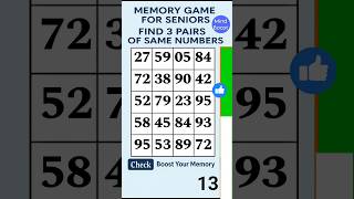 Memory Boost for Seniors: Can You Find the Matching Numbers? #braintraining