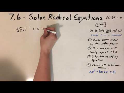 7.6 - Solve Radical Equations