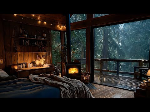 Cozy Cabin Bedroom with Crackling Fire | Relaxing Fireplace Ambience for Deep Focus, Reading & Sleep