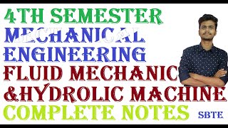 Fluid & hydraulic mechanics complete Notes||4thsemester||mechanical engineering|| 2 year polytechnic