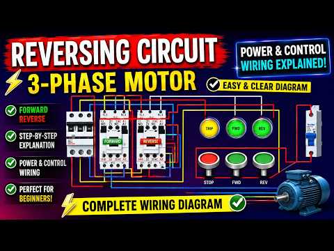 Reversing Circuit for 3 Phase Motor: Power and Control Wiring Explained | 3 Phase Motor Applications