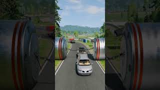 Cars vs 2 Chained Bollards - BeamNG.Drive