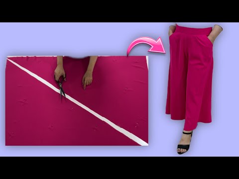 Flared palazzo pants with pockets👖🌸/Cut and sew in 15 min/only with1.5 meter fabric 🌸🎀🦋