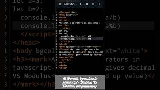 Division VS Modulus- Arithmetic Operators in javascript #arithmeticoperators #beginners #javascript