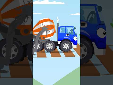 🚧🎨 Concrete Mixer & Excavator's Accidental Bridge Adventure! 🌉🚜 #animation #carcartoon #cars