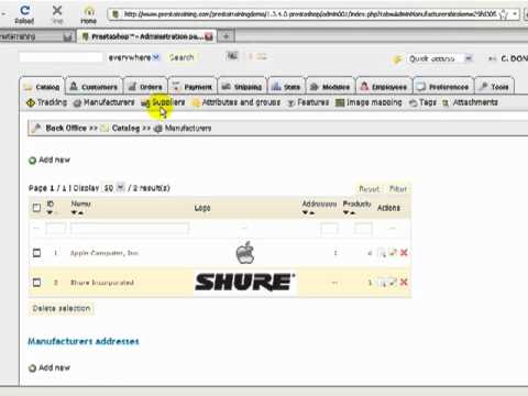 Create a Manufacturer and Supplier in PrestaShop V1.3.x