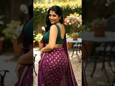 Beautiful Saree Draping Style | Purple & Green Combination Look 🌸#shorts #saree
