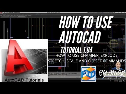 AUTOCAD Basic Tutorial For Beginners - 1.04  CHAMFER, STRETCH, SCALE, AND OFFSET COMMANDS
