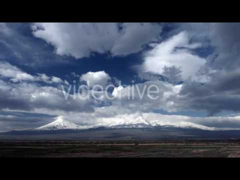 Dynamic Clouds on Landscape of Mount Ararat (Stock Footage)