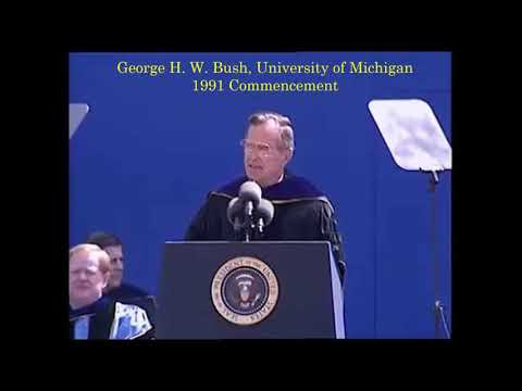 George H. W. Bush speaks at the 1991 University of Michigan Commencement