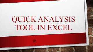 Quick Analysis Tool in Excel... #quickanalysistool, #excel, #exceltip