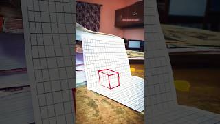 Creating a 3D Cube on Graph Paper!  #DrawingOnGraphPaper#Drawing #Cube #GraphPaper #Art #Geometry