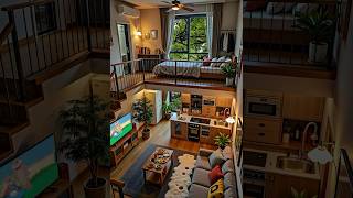 Log Cabin & Calm Rain #CozyVibes #LoftApartment #RainyDayFeels #InteriorAesthetic #Shorts
