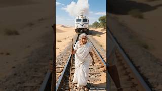 Lion saves elderly blind woman from train accident 😭 #ai #lion #save