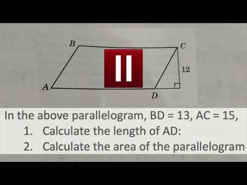 27 Calculate sides and area of a parallelogram - Geometry Equation