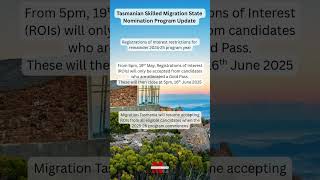 Tasmanian Skilled Migration State Nomination Program 2024-25 Update