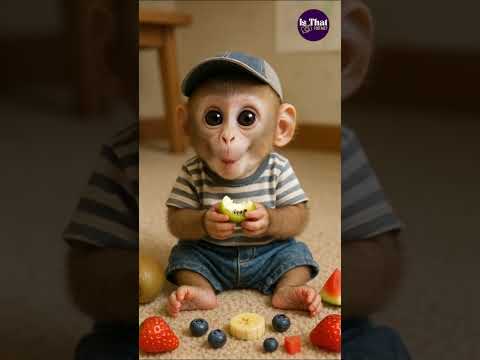 Baby Monkey Tries Kiwi for the First Time… and Can’t Stop Laughing! 🥝😂