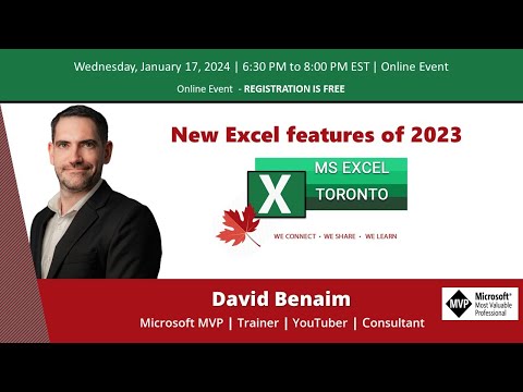 MS Meetup Toronto Meetup - New Excel features of 2023 - David Benaim