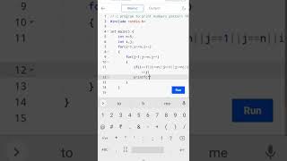 c program to print numbers pattern 10 #cprogramming #codingguru #shorts 😎