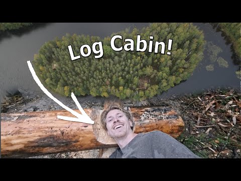 First Logs for Our Log Cabin! | Building a Log Cabin On Our Island Ep.6