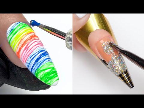 💅Rainbow Swirl & 3D Glitter Sculpted Nails ✨🔥 Viral 2025 Nail Art Compilation