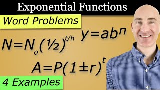 Exponential Functions Word Problems - Half Life, Doubling, Growth and Decay