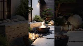 Evening Escape: Finding Zen by the Fire 🌿🔥​#OutdoorLiving #ZenGarden  #MinimalistDesign #PatioDesign