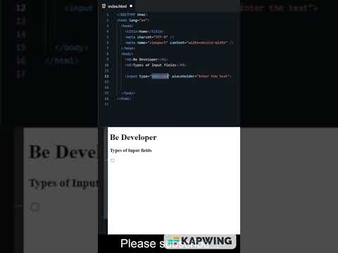 Different HTML input fields - Part 1