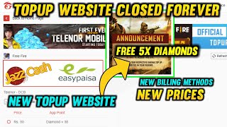 Topup Website Closed Permanently | How to Topup With Easy Paisa Jazzcash Free Fire |Get  5x Diamonds