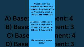 Exponent Basics: What is the Base and Exponent? | Quick Math Quiz | BrainyBuzz Math #mathshorts