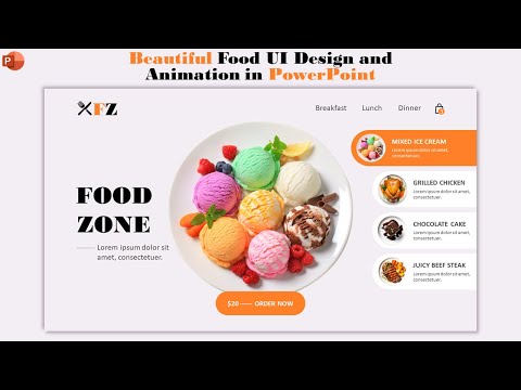 Beautiful Food UI Design and Animation in PowerPoint | Part 1