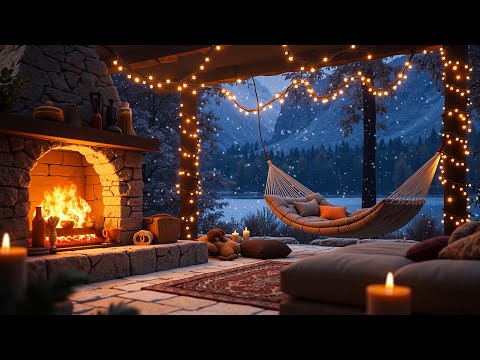 Deep Sleep in 3 MINUTES – Lakeside Winter Cabin with Fireplace, Blizzard, and Snowy Vibes