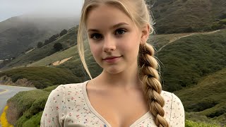 4K AI Art Lookbook | Cute Beautiful Girls | Pacific Coast Highway and Big Sur#shorts