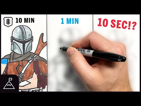 Drawing THE MANDALORIAN | 10 MIN, 1 MIN & 10 SEC (Speed Challenge)
