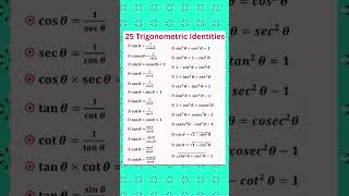Trigonometric formulas | #trignometry #mathshorts #mathreels #shorts #reels