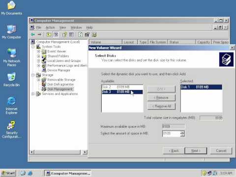 Simple drive configuration in windows 2003 servewr.avi