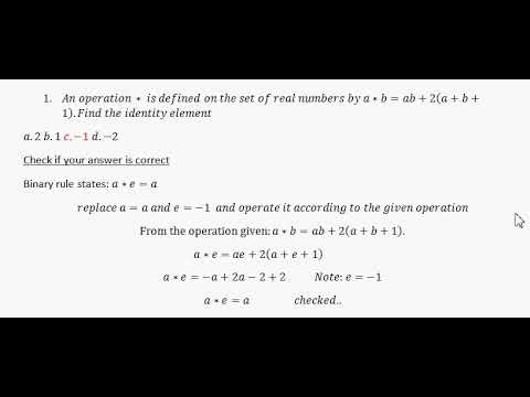 Binary operation : Check if your identity element answer is correct