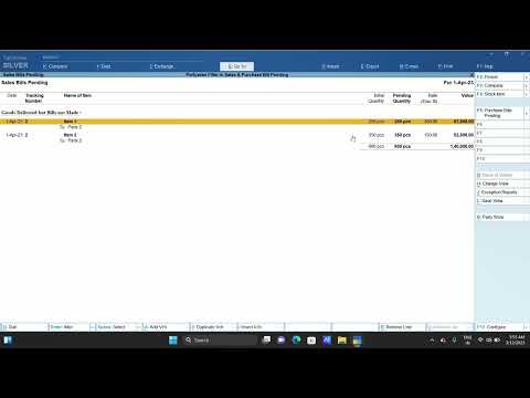 Partywise Filter in Sales & Purchase Bill Pending