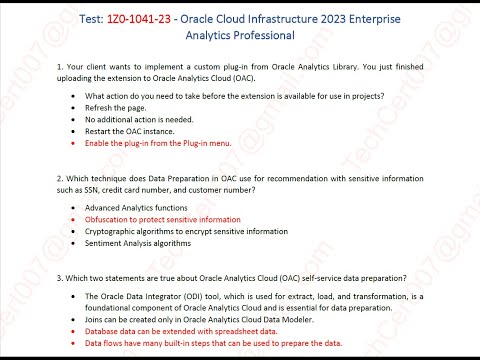 Oracle Cloud Infrastructure 2023 Enterprise Analytics Professional 1Z0-1041-23