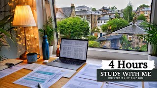 4 HOUR STUDY WITH ME | Background noise, 10 min Break, No music, Study with Merve