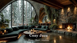 Calm Instrumental Jazz Music In Winter | Christmas Ambience With Soft Jazz At Forest Lounge To Re...