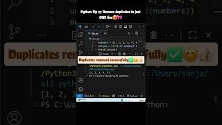 One Line = No Duplicates 😍| Python Trick for Beginners #coding #codeandcoffee#programming#codingtips