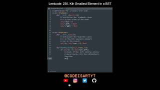 Leetcode 230. Kth Smallest Element in a BST in Python | Python Leetcode | Python Coding Tutorial