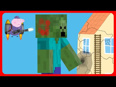 Peppa Pig vs Zombies Part 7. Giant zombie. Cartoon parody.