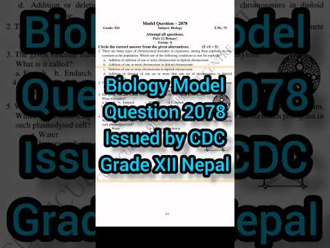 Grade12 Biology Model Question 2078 issued by CDC #neb #modelquestionpapers #boardexam #cdc #nepal