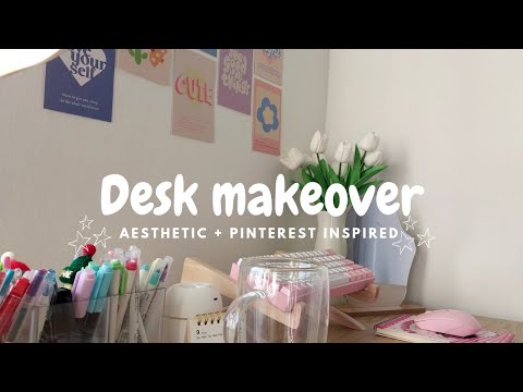 Aesthetic Desk Makeover 2023 | Minimal and Pinterest-Inspired ✨ Unboxing, Organizing Stationery
